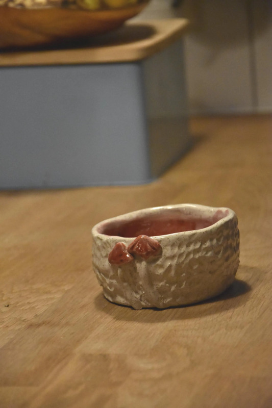 Ręcznie Malowana Ceramiczna Miska z Grzybem