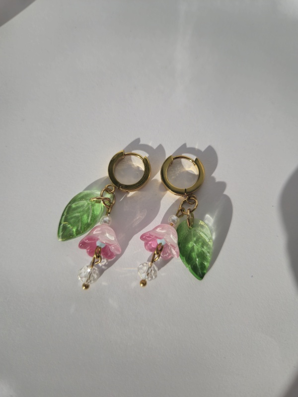 Pink Bellflower Earrings