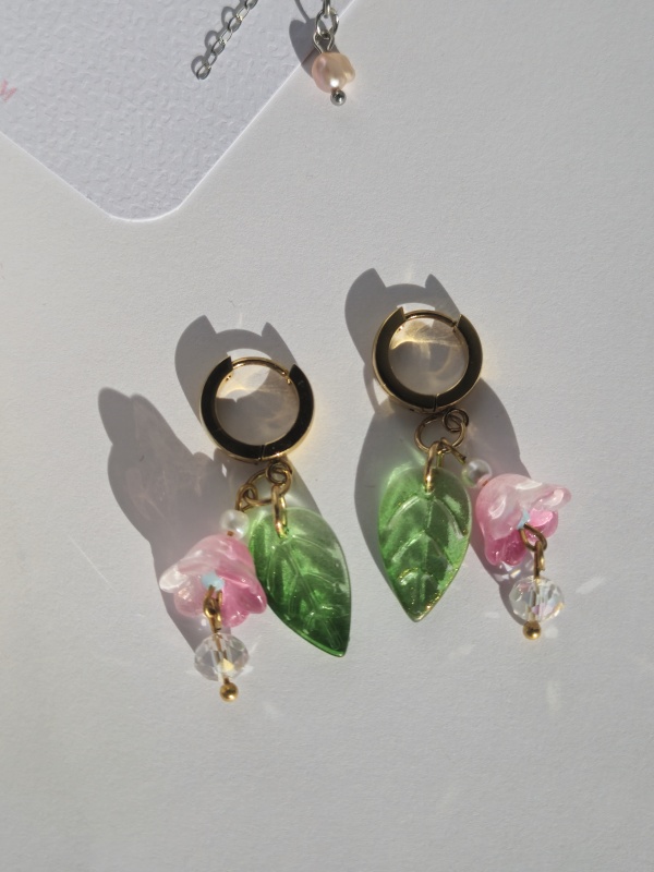 Pink Bellflower Earrings
