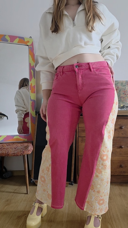 Spodnie z klinem szerokie NEON PINK 