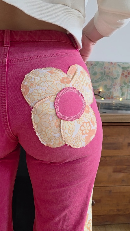 Spodnie z klinem szerokie NEON PINK 