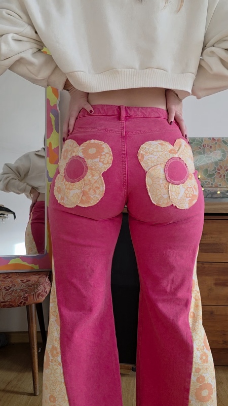 Spodnie z klinem szerokie NEON PINK 