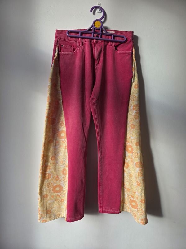 Spodnie z klinem szerokie NEON PINK 