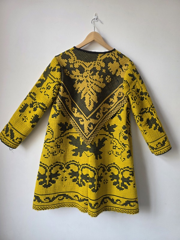 Płaszcz 60s 70s inspired psychodelic żółty ornamenty