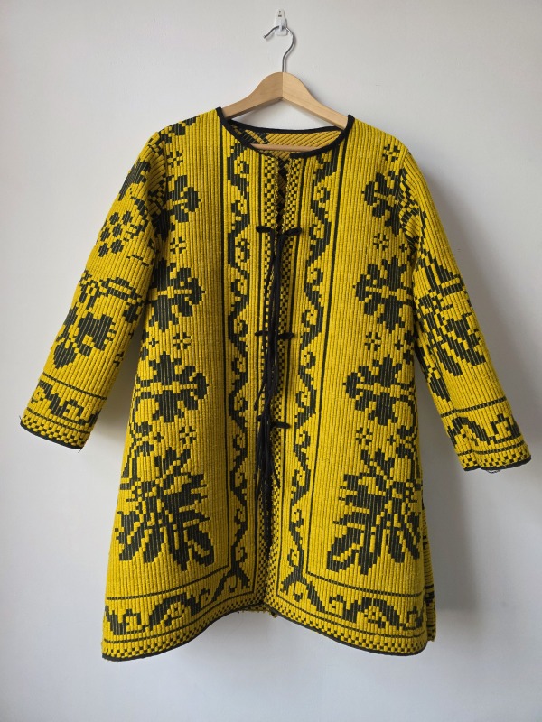 Płaszcz 60s 70s inspired psychodelic żółty ornamenty