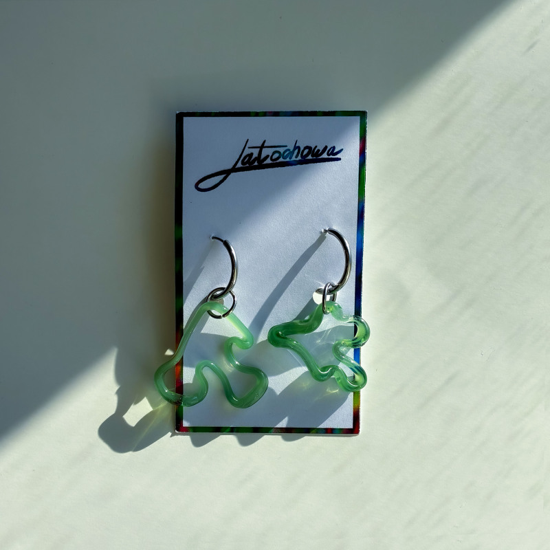 Długie kolczyki ze szkła w kolorze zielonym