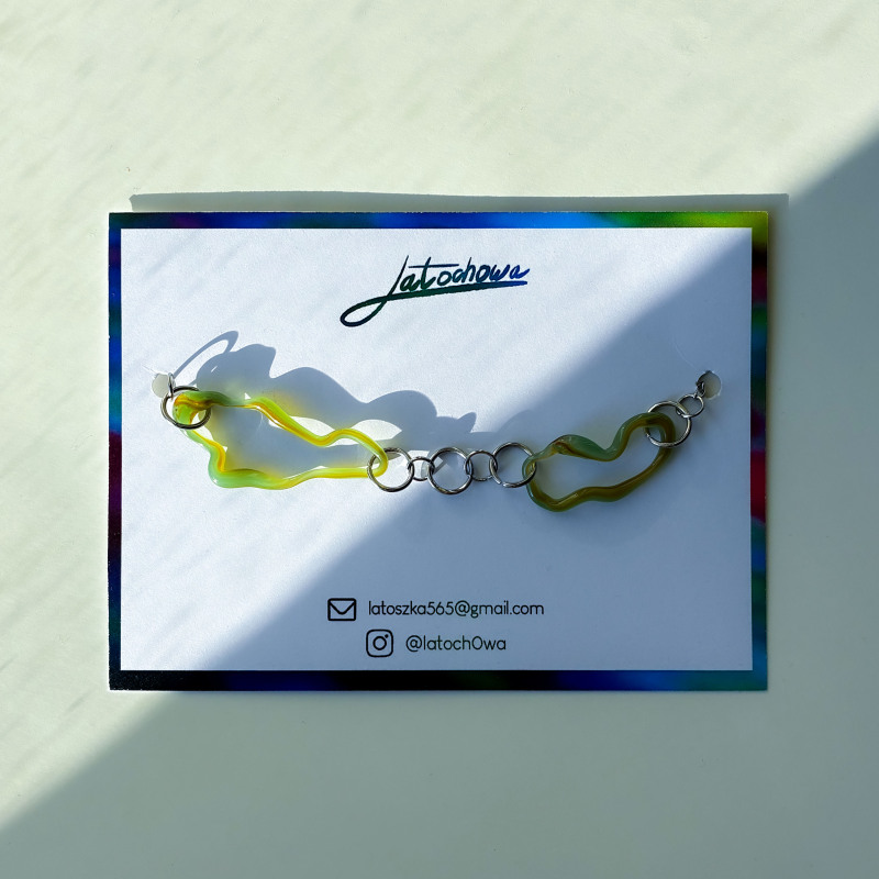 Naszyjnik z dwoma wisiorkami w kolorze zielono brązowym