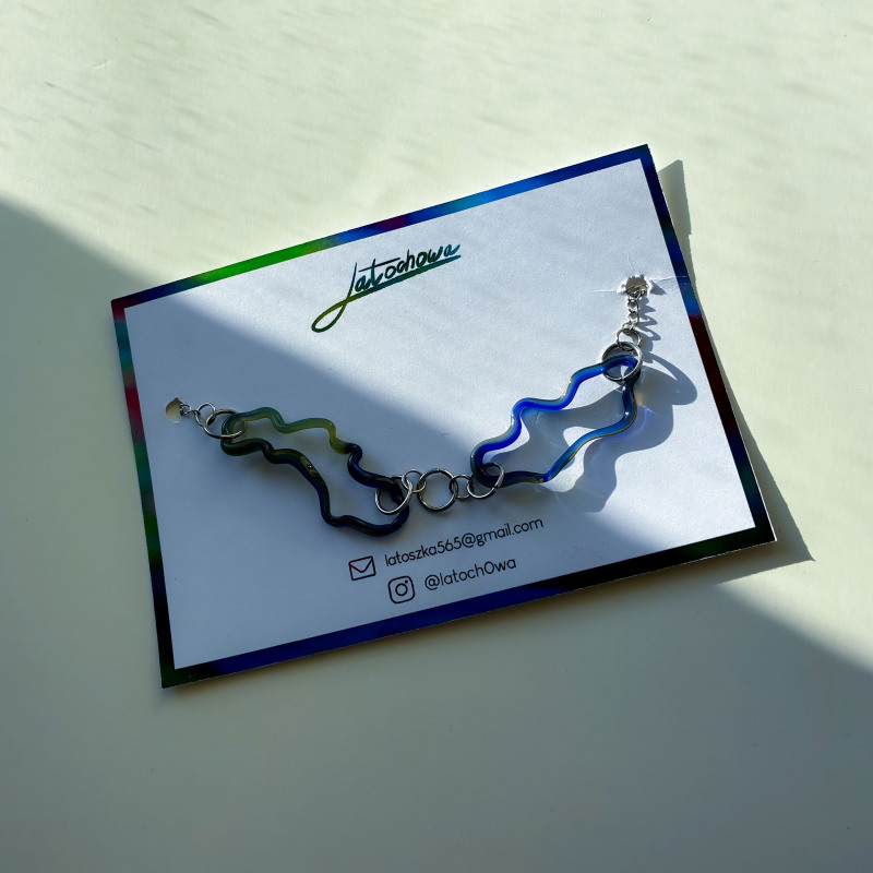 Naszyjnik z dwoma wisiorkami w kolorze niebiesko zielonym