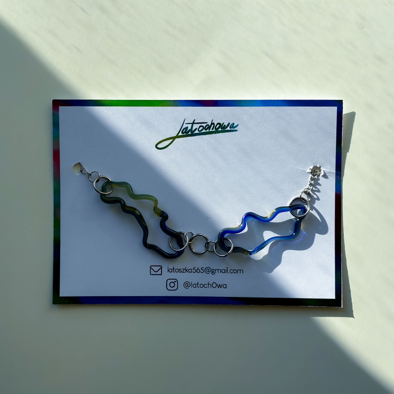 Naszyjnik z dwoma wisiorkami w kolorze niebiesko zielonym