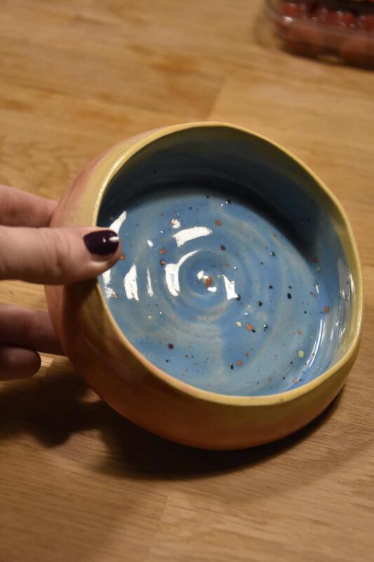 Ręcznie Malowany Półmisek Ceramiczny Ombre | Kolorowe Plamki 